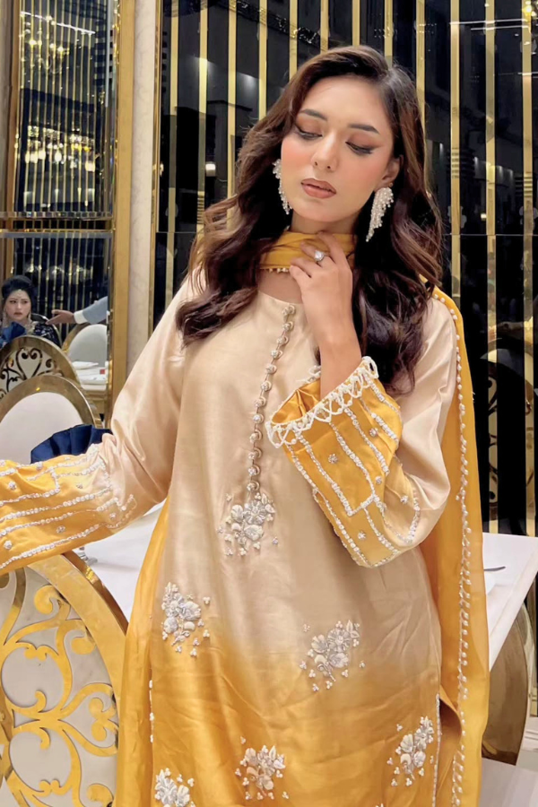 Noore Sunehri Ivory Handmade Suit