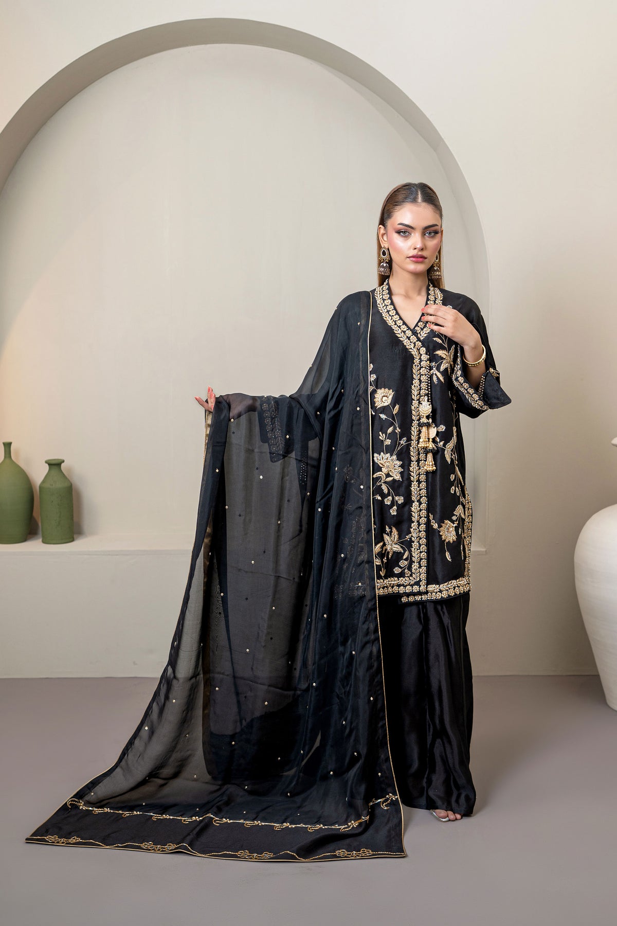 Noore Zeenat Black Handmade Suit