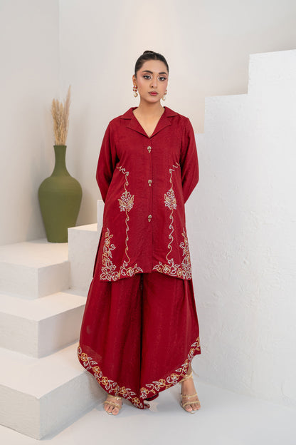 Noore Sitara Red Handmade Suit