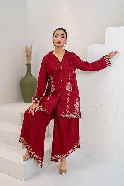 Noore Sitara Red Handmade Suit