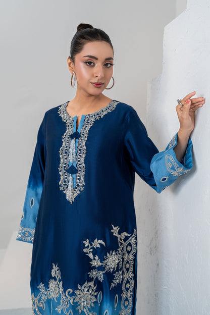Noore Sultana Blue Handmade Suit