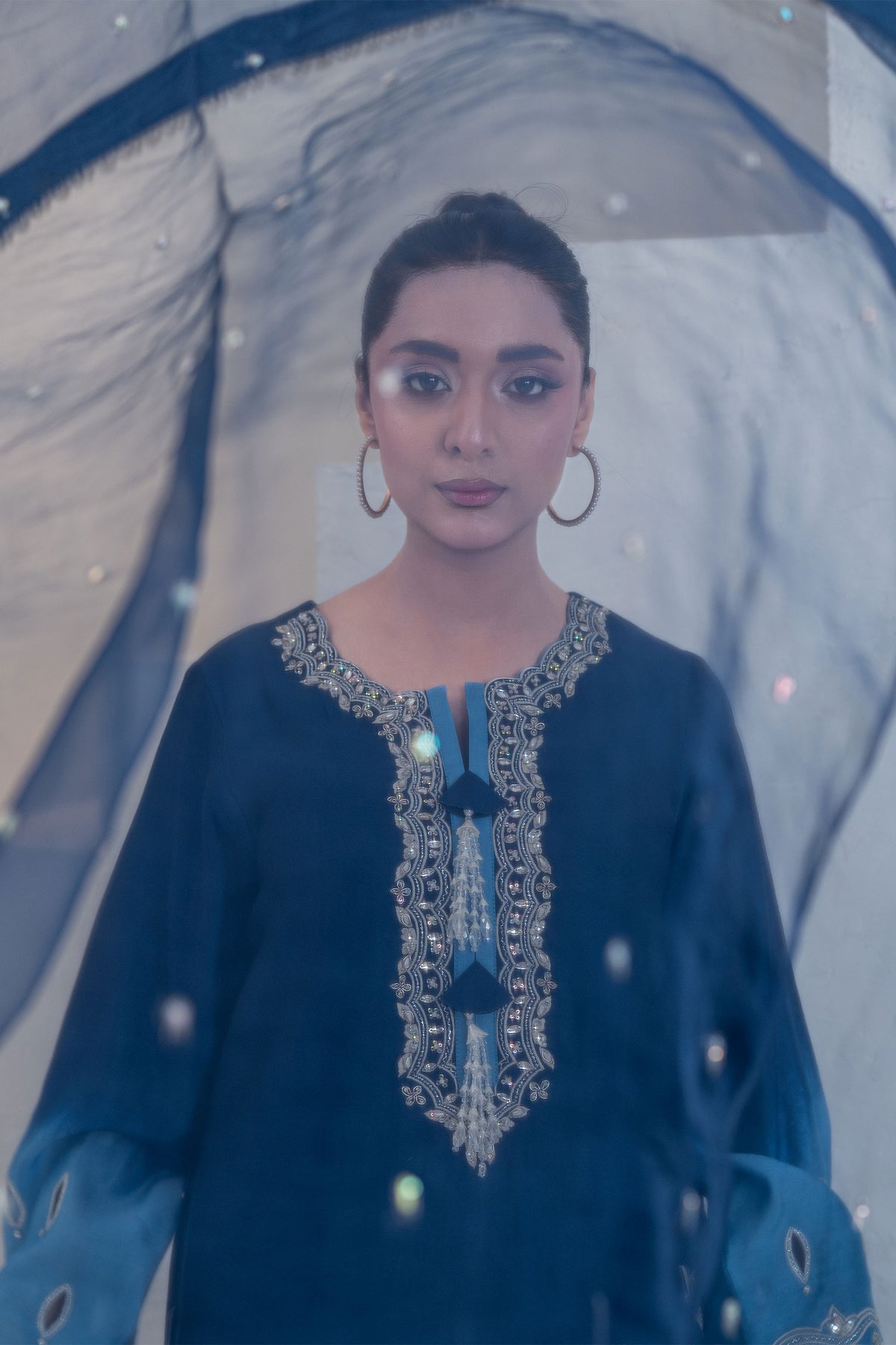 Noore Sultana Blue Handmade Suit