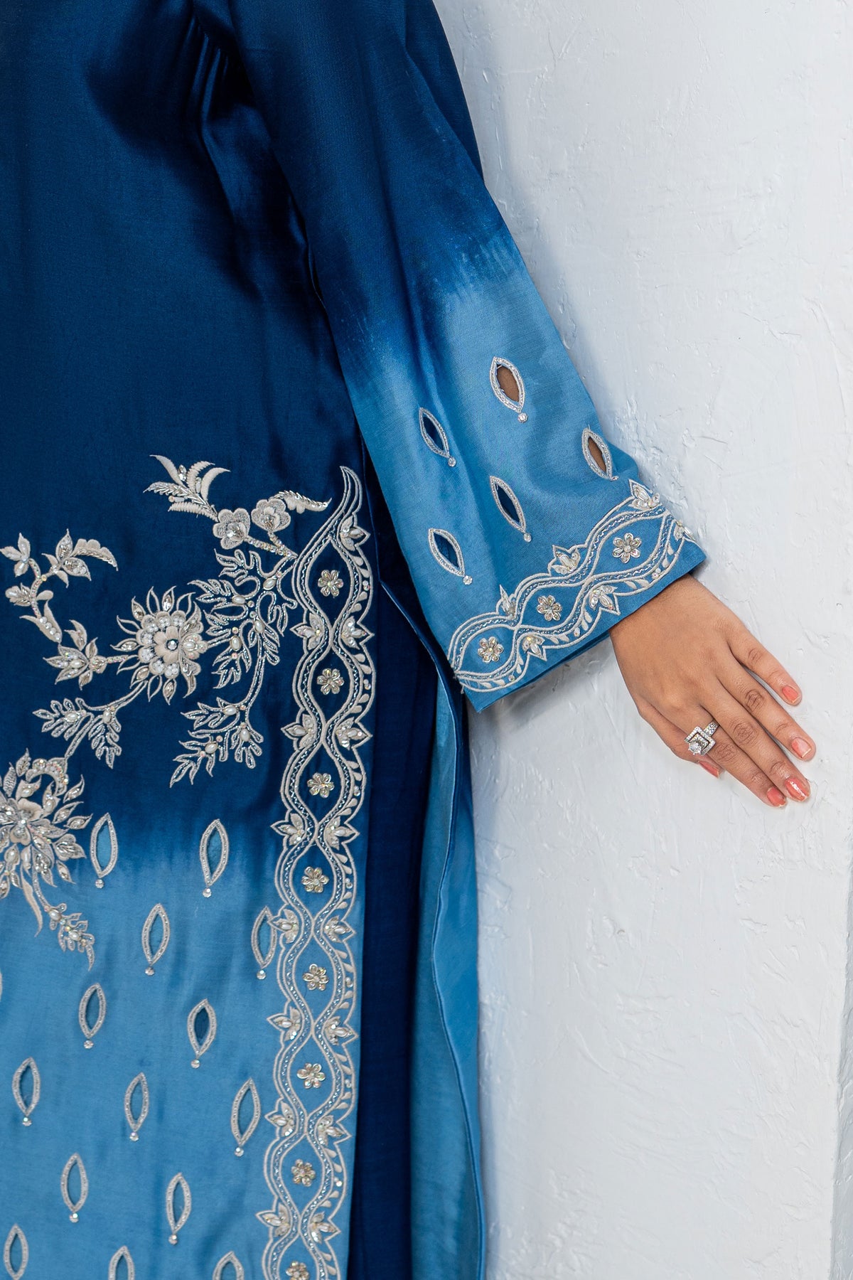 Noore Sultana Blue Handmade Suit