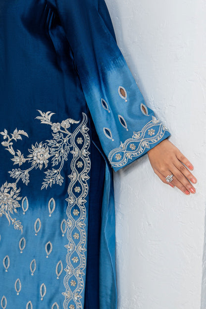 Noore Sultana Blue Handmade Suit