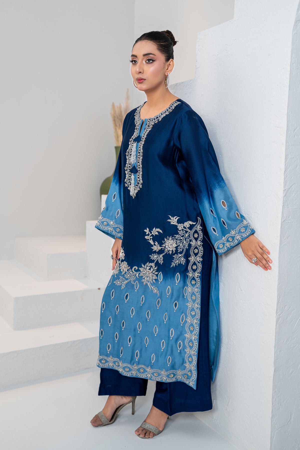 Noore Sultana Blue Handmade Suit