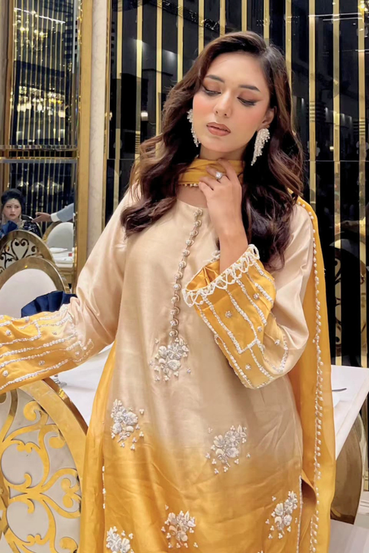 Noore Sunehri Ivory Handmade Suit