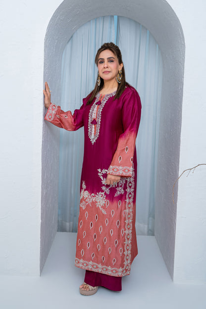 Noore Sultana Pink Handmade Suit