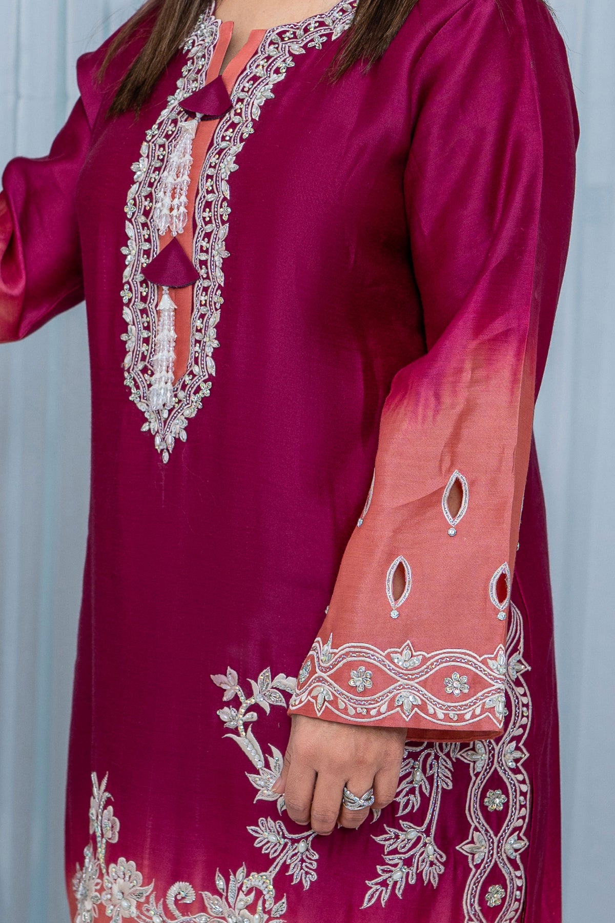Noore Sultana Pink Handmade Suit