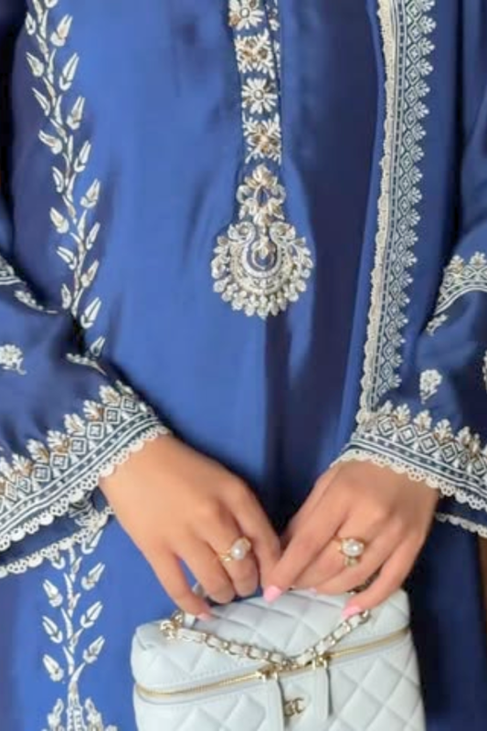 Noore Sitara Blue Handmade Suit