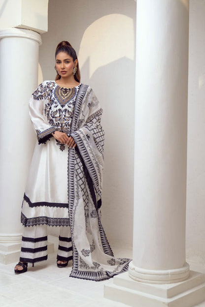 Ivory & Black Silk Suit