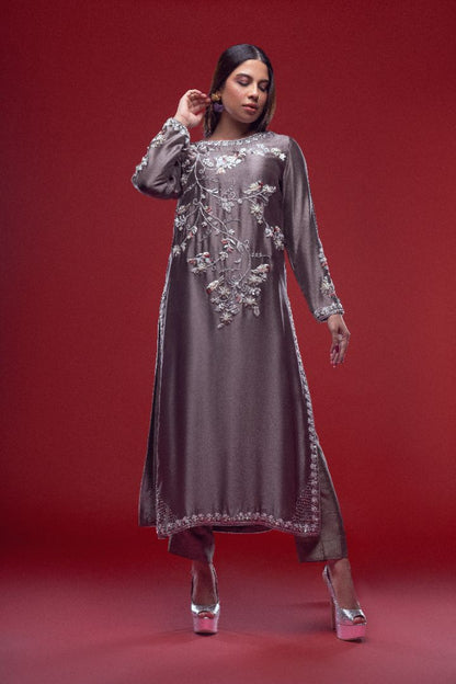 Husn-e-Mahi Mauve Handmade Suit