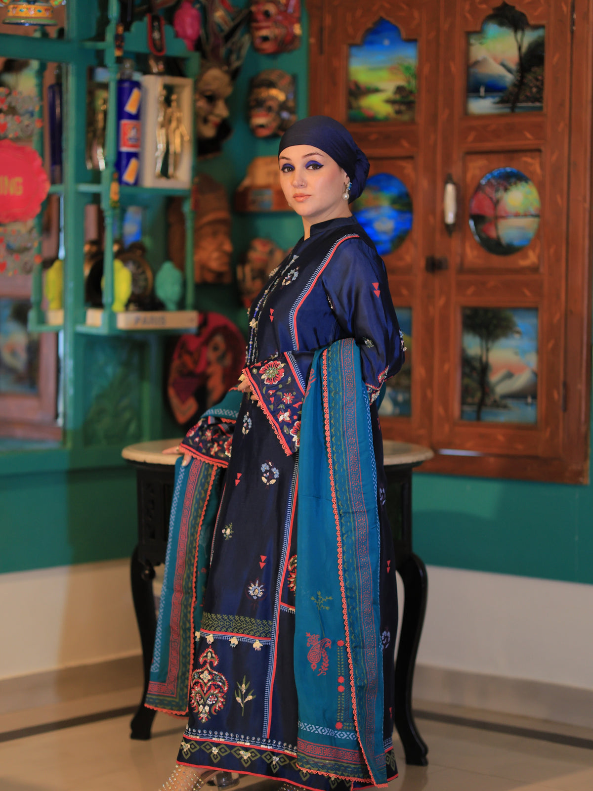 Noore Rangrez Navy Blue Handmade Suit