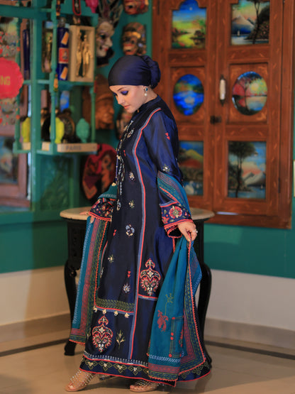 Noore Rangrez Navy Blue Handmade Suit