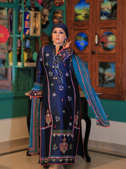Noore Rangrez Navy Blue Handmade Suit