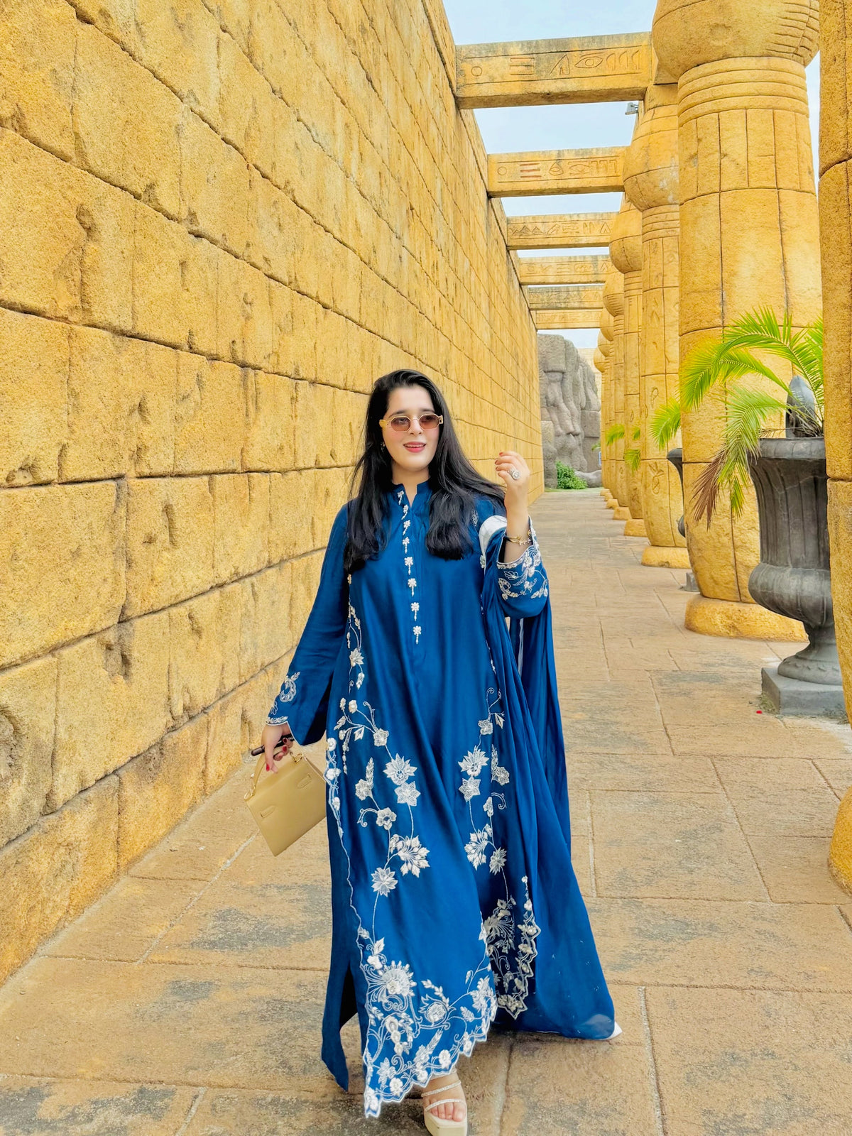Noore Gul Blue Handmade Suit
