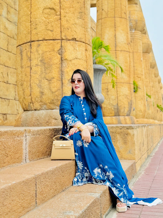 Noore Gul Blue Handmade Suit