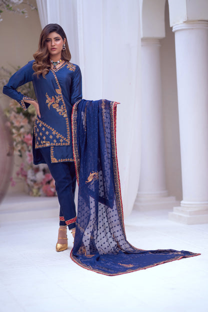 Blue Silk Starry Night Suit