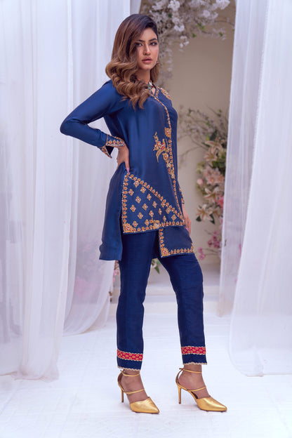 Blue Silk Starry Night Suit