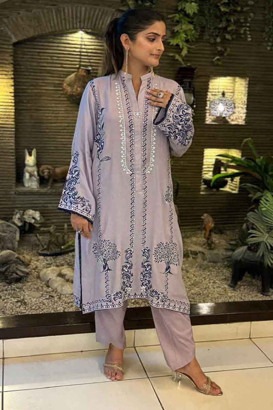 2 Piece Silk Timber Stitched Casual Dress